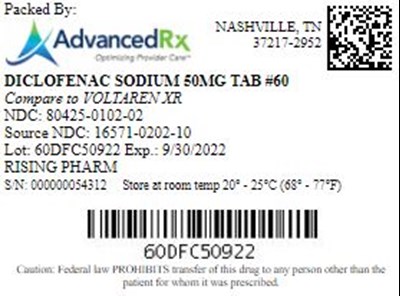 Diclofenac Sodium 50mg Tab Qty 60 NDC 80425 0102